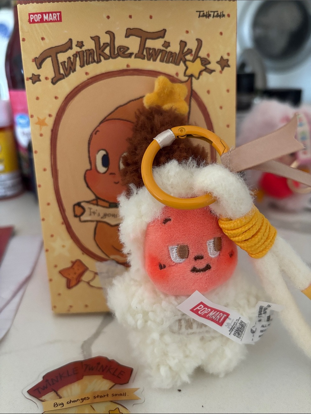 Twinkle Twinkle Yellow & White Plush Keychain for Kids